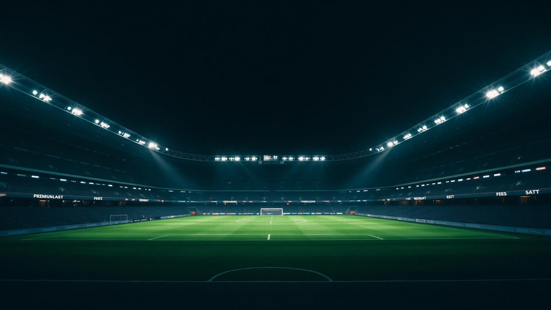 Fußballstadion bei Nacht unter Flutlicht